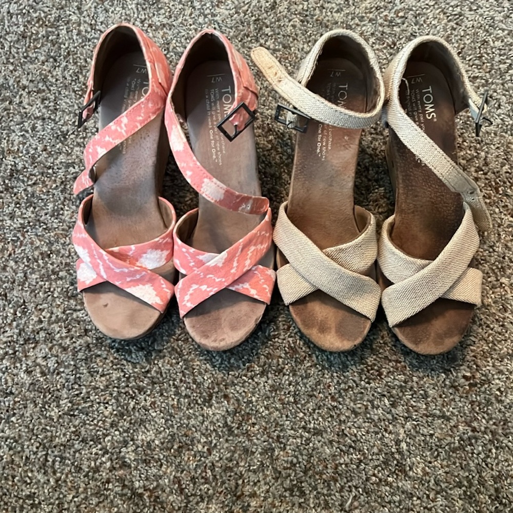 Two pairs of Tom’s wedges